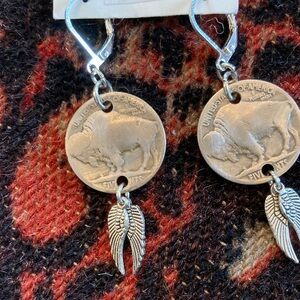 Buffalo Nickel Wing Earrings